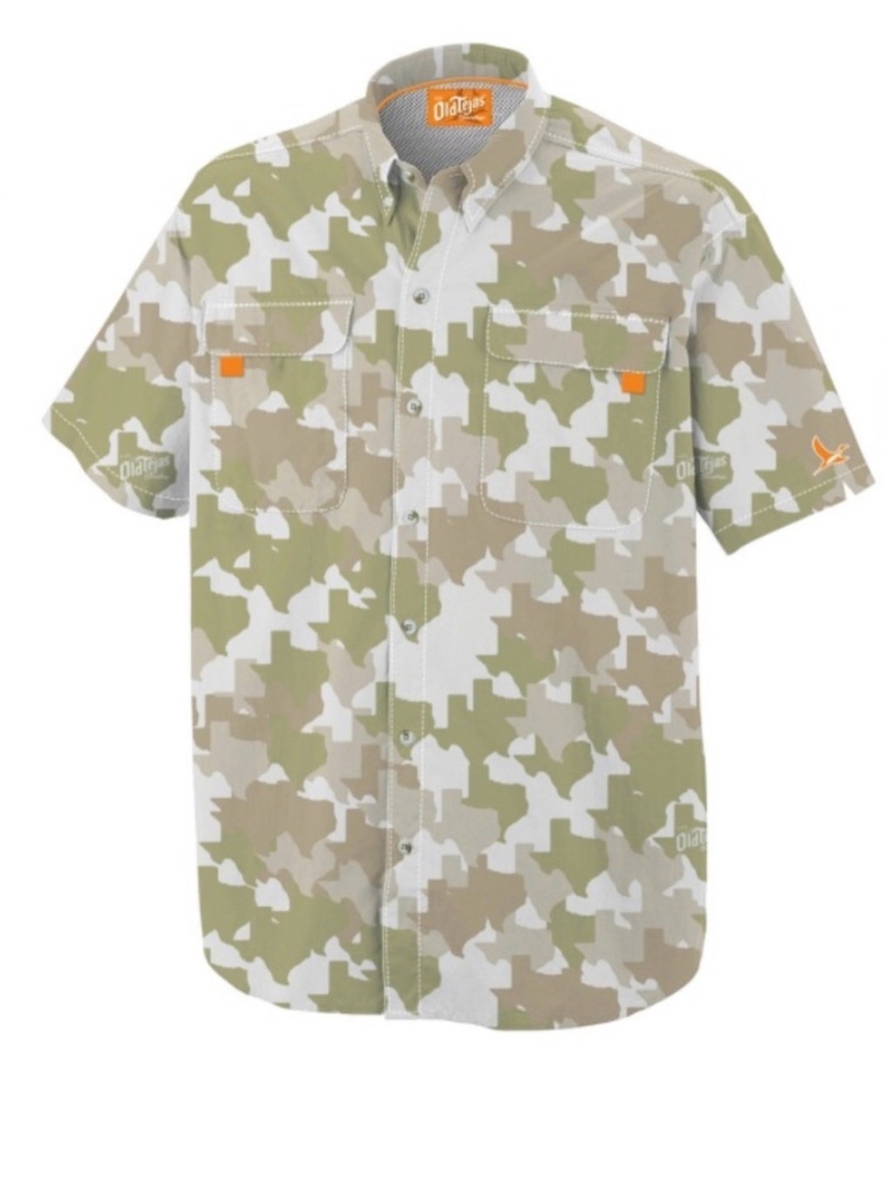 OLD TEJAS/Texas Camouflage Button Down Hunting Short Sleeve Shirt Mesh Men’s XXL